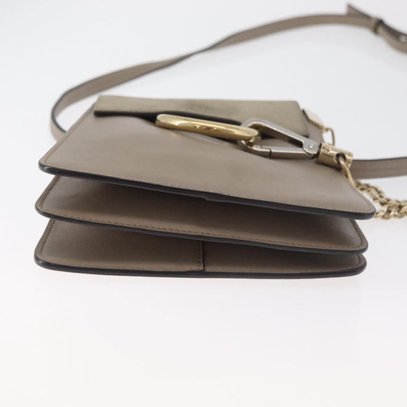 Chloe Fay Shoulder Bag Leather Beige Gold Auth BA12889