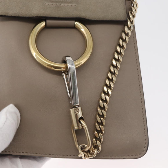 Chloe Fay Shoulder Bag Leather Beige Gold Auth BA12889