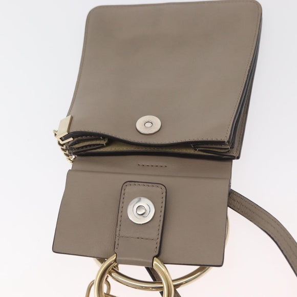 Chloe Fay Shoulder Bag Leather Beige Gold Auth BA12889