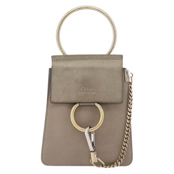 Chloe Fay Shoulder Bag Leather Beige Gold Auth BA12889