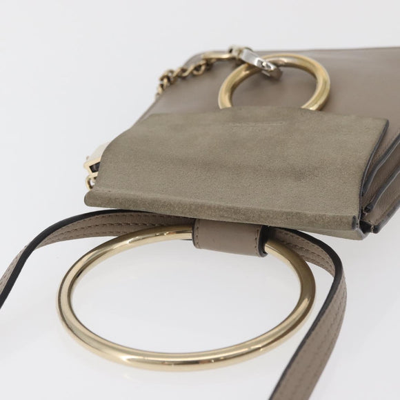 Chloe Fay Shoulder Bag Leather Beige Gold Auth BA12889