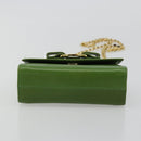 Salvatore Ferragamo Vara Ribbon Chain Bag Leer Groen Goud Auth BA12890-5