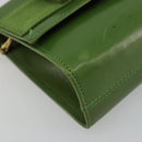 Salvatore Ferragamo Vara Ribbon Chain Bag Leer Groen Goud Auth BA12890-15