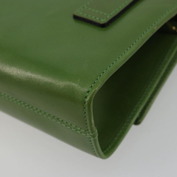 Salvatore Ferragamo Vara Ribbon Chain Bag Leer Groen Goud Auth BA12890