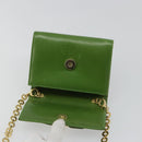 Salvatore Ferragamo Vara Ribbon Chain Bag Leer Groen Goud Auth BA12890-10