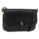 Christian Dior Shoulder Bag Leather Black Gold Auth BA12894-1