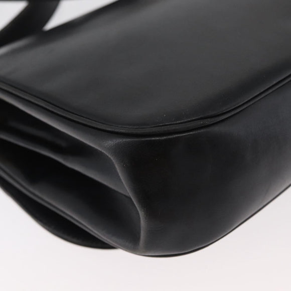Christian Dior Shoulder Bag Leather Black Gold Auth BA12894