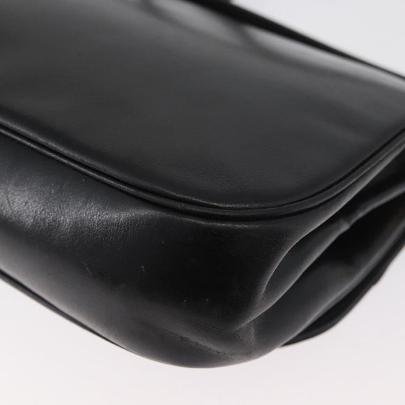 Christian Dior Shoulder Bag Leather Black Gold Auth BA12894