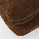 CHANEL Matelasse Chain Shoulder Bag Suede Brown Gold CC Auth BA12895-16