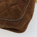 CHANEL Matelasse Chain Shoulder Bag Suede Brown Gold CC Auth BA12895-17