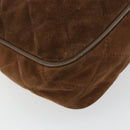 CHANEL Matelasse Chain Shoulder Bag Suede Brown Gold CC Auth BA12895-18