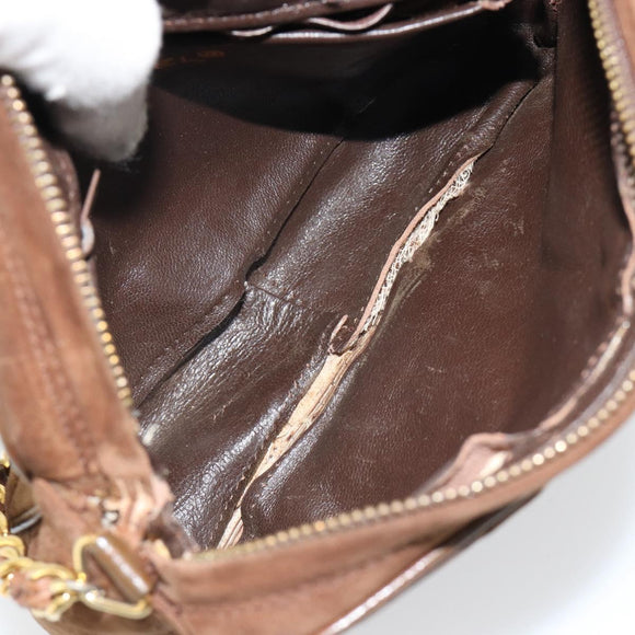 CHANEL Matelasse Chain Shoulder Bag Suede Brown Gold CC Auth BA12895
