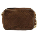 CHANEL Matelasse Chain Shoulder Bag Suede Brown Gold CC Auth BA12895-13