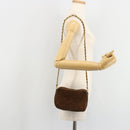 CHANEL Matelasse Chain Shoulder Bag Suede Brown Gold CC Auth BA12895-25