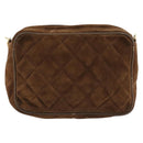 CHANEL Matelasse Chain Shoulder Bag Suede Brown Gold CC Auth BA12895-2
