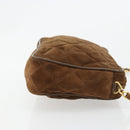 CHANEL Matelasse Chain Shoulder Bag Suede Brown Gold CC Auth BA12895-3