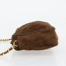 CHANEL Matelasse Chain Shoulder Bag Suede Brown Gold CC Auth BA12895-4