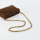 CHANEL Matelasse Chain Shoulder Bag Suede Brown Gold CC Auth BA12895-7