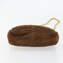 CHANEL Matelasse Chain Shoulder Bag Suede Brown Gold CC Auth BA12895-5