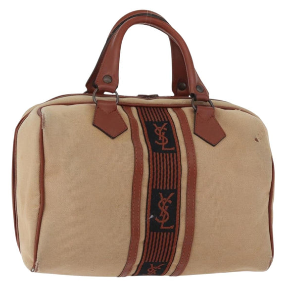 SAINT LAURENT Boston Bag Canvas Braun Auth BA12896