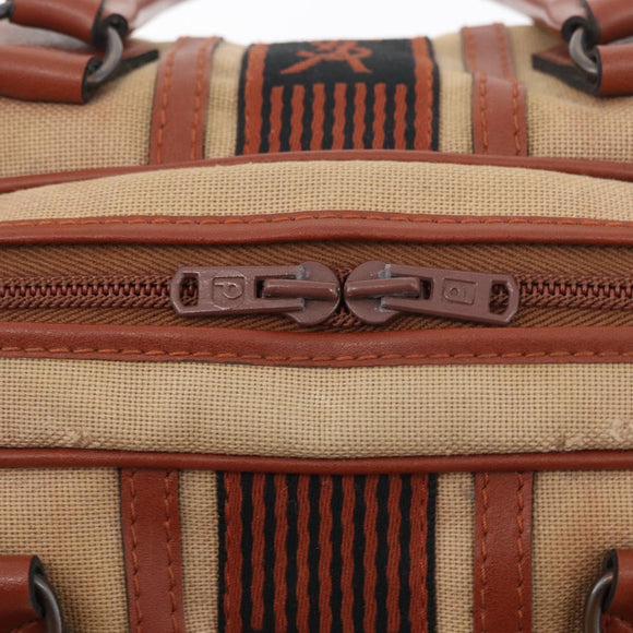 SAINT LAURENT Boston Bag Canvas Braun Auth BA12896