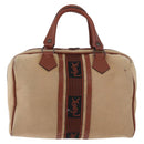 SAINT LAURENT Boston Bag Canvas Braun Auth BA12896-13