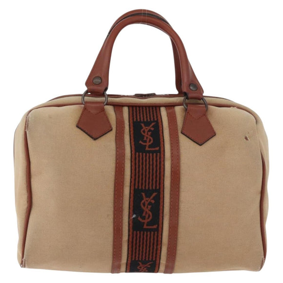 SAINT LAURENT Boston Bag Canvas Braun Auth BA12896
