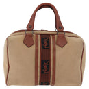 SAINT LAURENT Boston Bag Canvas Braun Auth BA12896-2