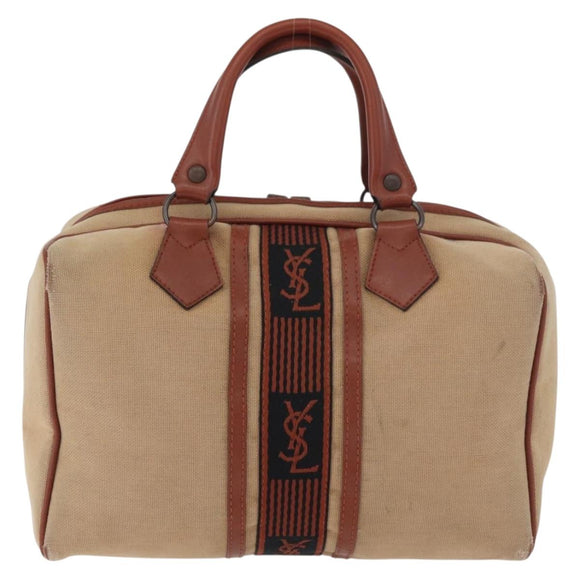 SAINT LAURENT Boston Bag Canvas Braun Auth BA12896