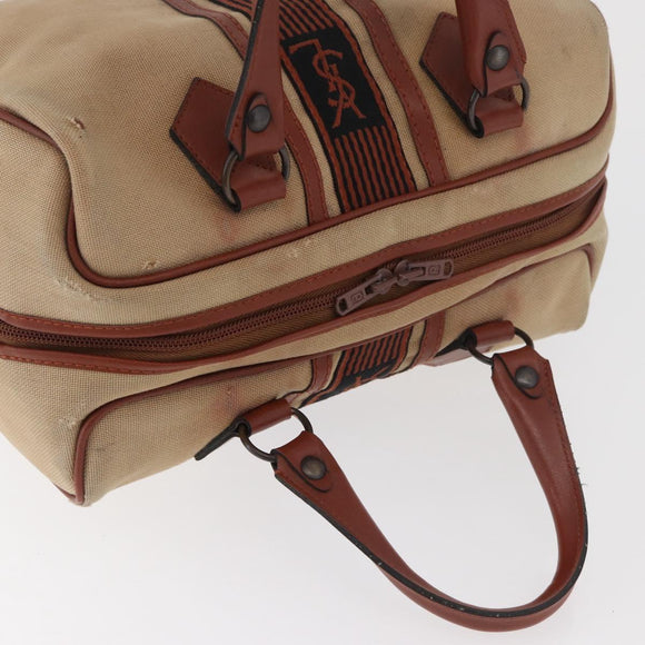 SAINT LAURENT Boston Bag Canvas Braun Auth BA12896