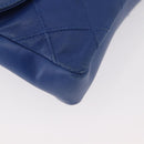 CHANEL Bicolore Waist bag Lamb Skin Blue Gold CC Auth BA12897-9