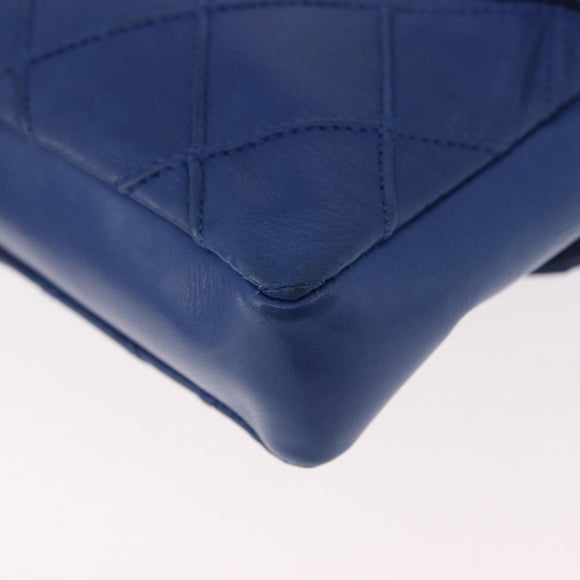 CHANEL Bicolore Waist bag Lamb Skin Blue Gold CC Auth BA12897