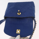 CHANEL Bicolore Waist bag Lamb Skin Blue Gold CC Auth BA12897-10