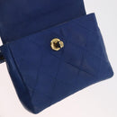 CHANEL Bicolore Waist bag Lamb Skin Blue Gold CC Auth BA12897-19