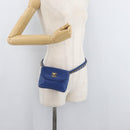 CHANEL Bicolore Waist bag Lamb Skin Blue Gold CC Auth BA12897-24