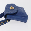 CHANEL Bicolore Waist bag Lamb Skin Blue Gold CC Auth BA12897-4