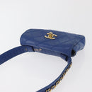 CHANEL Bicolore Waist bag Lamb Skin Blue Gold CC Auth BA12897-6