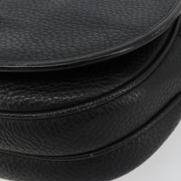 VALENTINO Shoulder Bag Leather Black Gold Auth BA12898