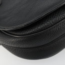 VALENTINO Shoulder Bag Leather Black Gold Auth BA12898-14