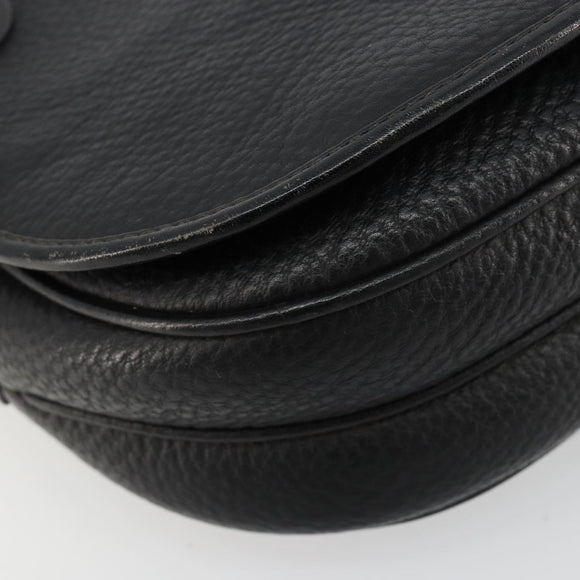 VALENTINO Shoulder Bag Leather Black Gold Auth BA12898