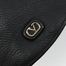 VALENTINO Shoulder Bag Leather Black Gold Auth BA12898-17
