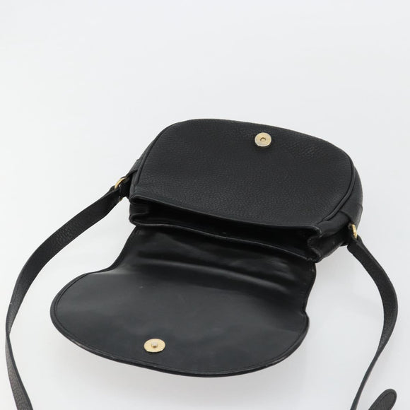 VALENTINO Shoulder Bag Leather Black Gold Auth BA12898