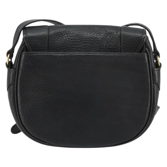 VALENTINO Shoulder Bag Leather Black Gold Auth BA12898