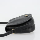VALENTINO Shoulder Bag Leather Black Gold Auth BA12898-4