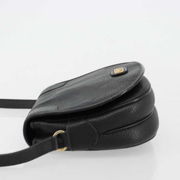VALENTINO Shoulder Bag Leather Black Gold Auth BA12898