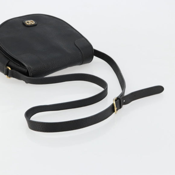 VALENTINO Shoulder Bag Leather Black Gold Auth BA12898