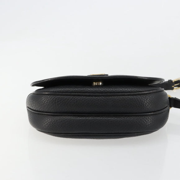 VALENTINO Shoulder Bag Leather Black Gold Auth BA12898