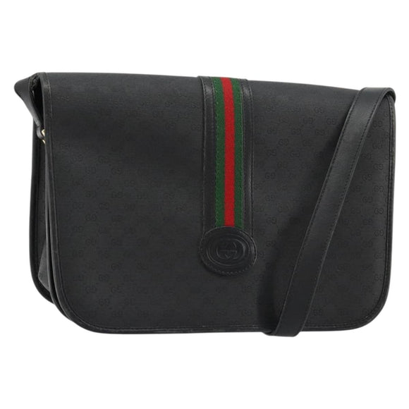 GUCCI Micro GG Supreme Web Sherry Line Tasche PVC Schwarz 001 904 0915 Auth BA12899