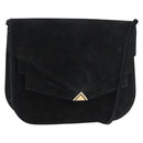 Salvatore Ferragamo Shoulder Bag Suede Black Gold Auth BA12900-1