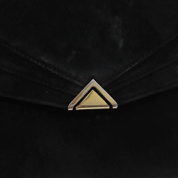 Salvatore Ferragamo Shoulder Bag Suede Black Gold Auth BA12900